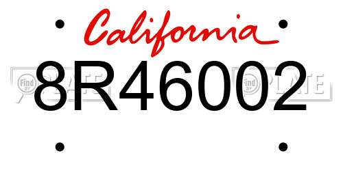 8R46002 California License Plate