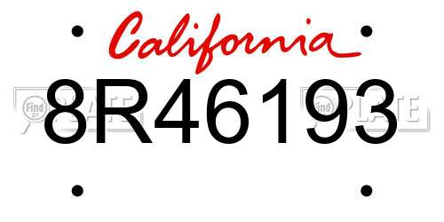 8R46193 California License Plate