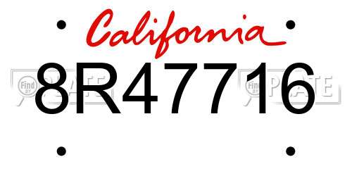 8R47716 California License Plate