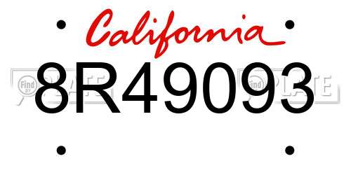 8R49093 California License Plate