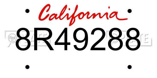 8R49288 California License Plate