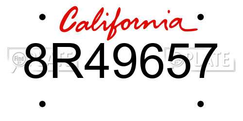 8R49657 California License Plate