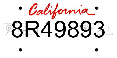 8R49893 California License Plate