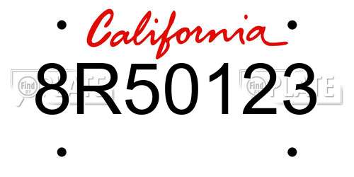 8R50123 California License Plate