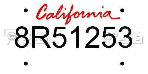 8R51253 California License Plate