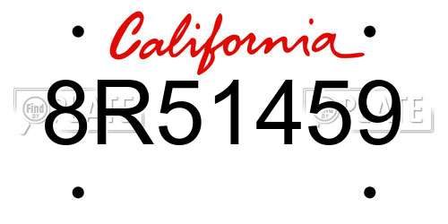 8R51459 California License Plate