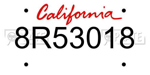 8R53018 California License Plate