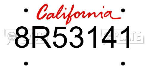 8R53141 California License Plate