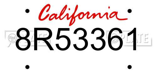 8R53361 California License Plate