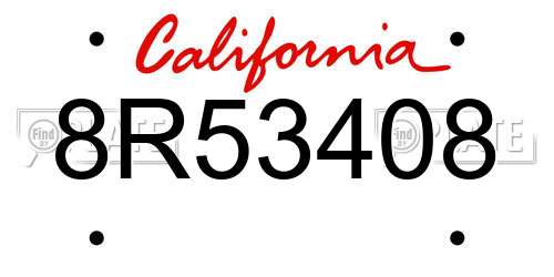 8R53408 California License Plate