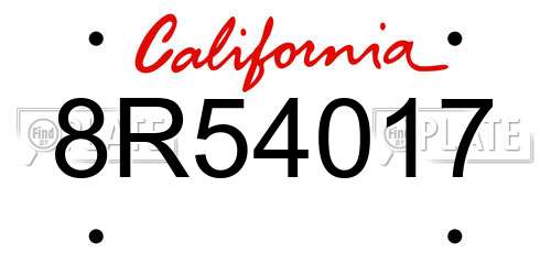 8R54017 California License Plate