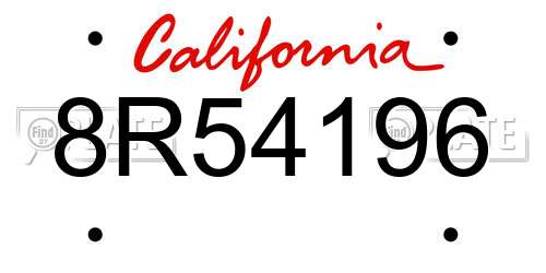 8R54196 California License Plate