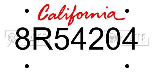 8R54204 California License Plate