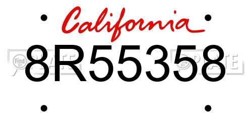 8R55358 California License Plate