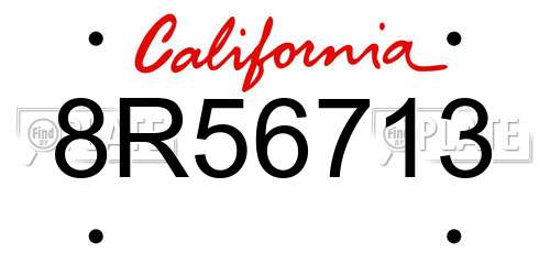 8R56713 California License Plate