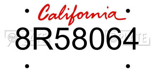 8R58064 California License Plate