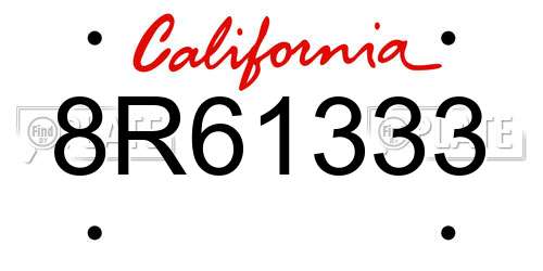 8R61333 California License Plate