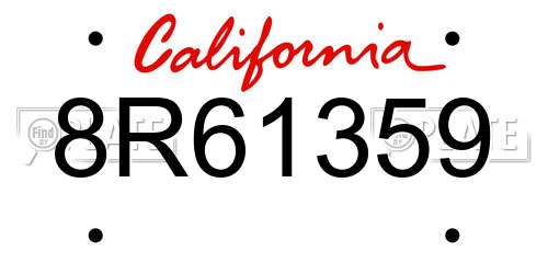 8R61359 California License Plate