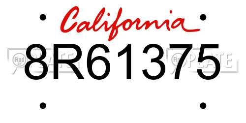 8R61375 California License Plate