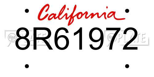 8R61972 California License Plate