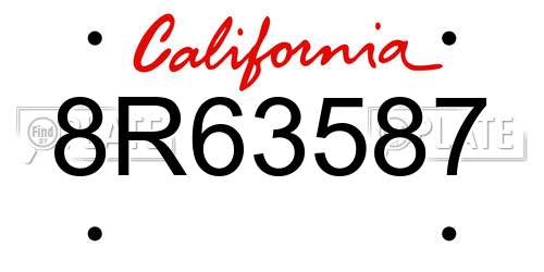 8R63587 California License Plate