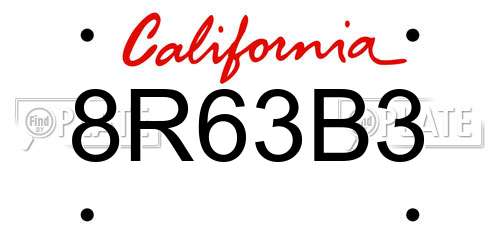 8R63B3 California License Plate