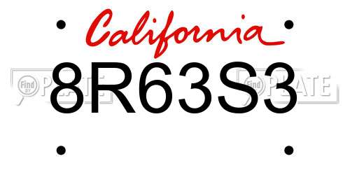 8R63S3 California License Plate