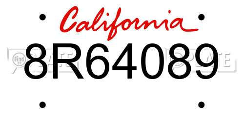 8R64089 California License Plate
