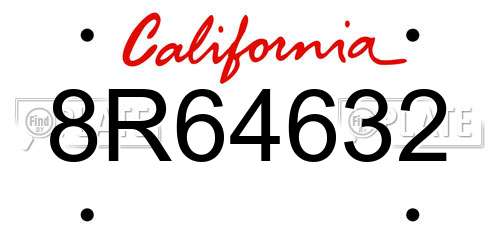 8R64632 California License Plate