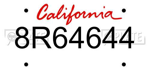 8R64644 California License Plate