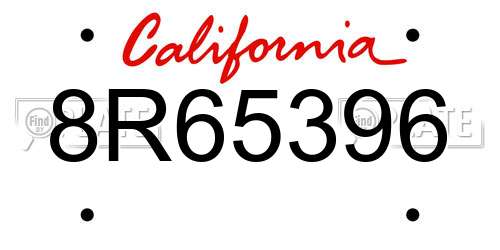 8R65396 California License Plate