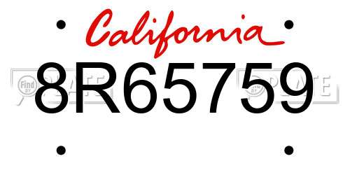 8R65759 California License Plate