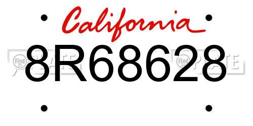 8R68628 California License Plate