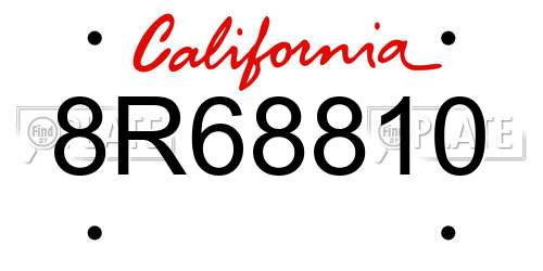 8R68810 California License Plate
