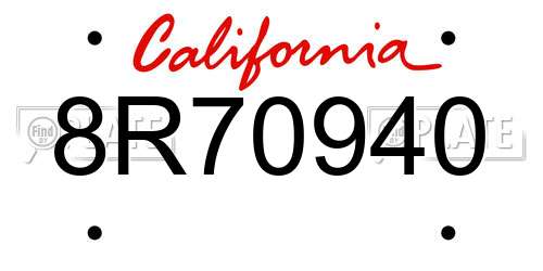 8R70940 California License Plate