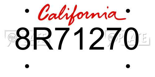 8R71270 California License Plate