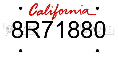 8R71880 California License Plate