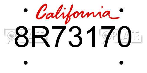 8R73170 California License Plate