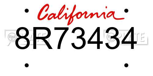 8R73434 California License Plate