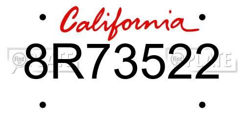 8R73522 California License Plate