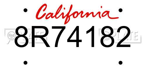 8R74182 California License Plate