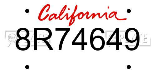 8R74649 California License Plate