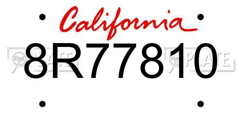 8R77810 California License Plate