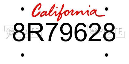 8R79628 California License Plate