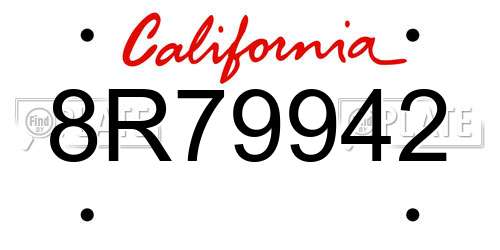 8R79942 California License Plate