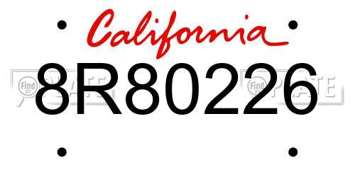 8R80226 California License Plate