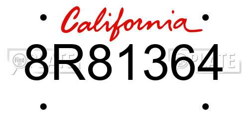 8R81364 California License Plate