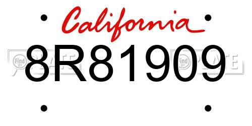 8R81909 California License Plate