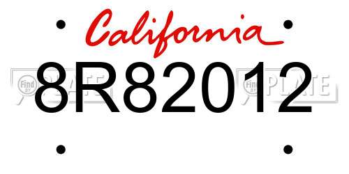 8R82012 California License Plate