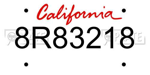 8R83218 California License Plate